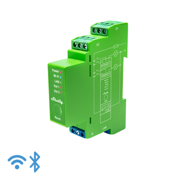 SHELLY PRO Dimmer 2PM Stmívač na DIN lištu SHELLY PRO Dimmer 2PM Stmívač na DIN lištu